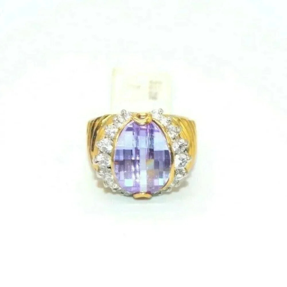 EDCO Purple Faceted Glass Cubic Zirconia Gold Verm